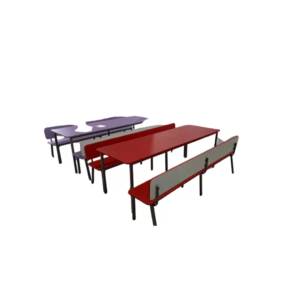 MESA REFEITÓRIO INFANTIL COM DOIS BANCOS COM ENCOSTO